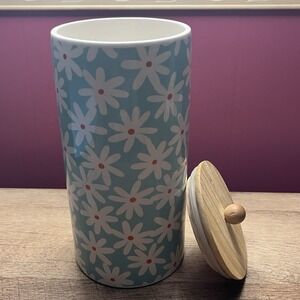 Blue Daisy Ceramic Airtight‎ Storage Jar 8.5 inch Height (Not Food Grade)